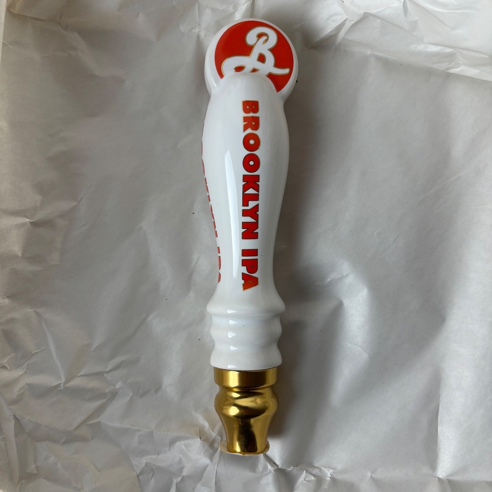 Brooklyn Brewery IPA Mini 8" Ceramic Beer Tap Handle White Red‎ Gold Canada
